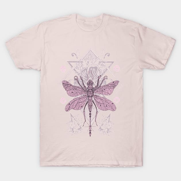 Pink Streco Dragonfly T-Shirt by pingdf